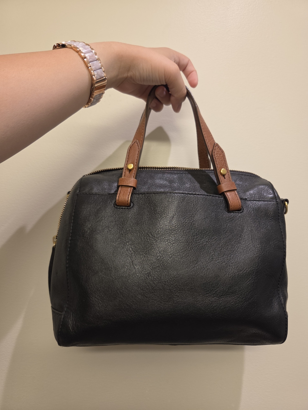 FOSSIL Rachel Leather Satchel with Brown Handles - Women Bags